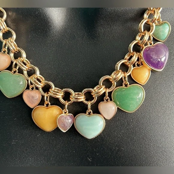 NWT ⚜️💖⚜️ Camila Coelho Gorgeous Heart Necklace with Semi-Precious Stones - Picture 9 of 10